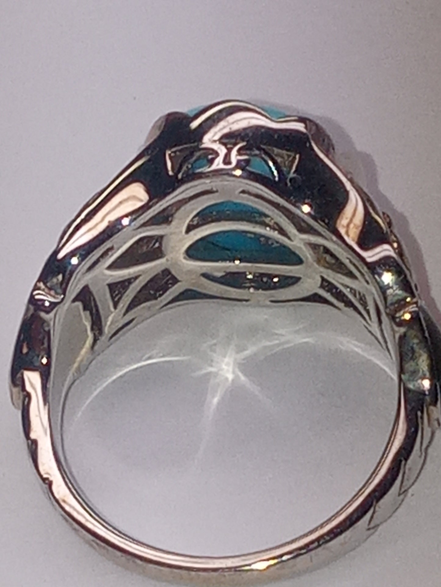 ring Sleeping Beauty Turquoise, in rhodium over sterling silver, size6, 4.75ctw