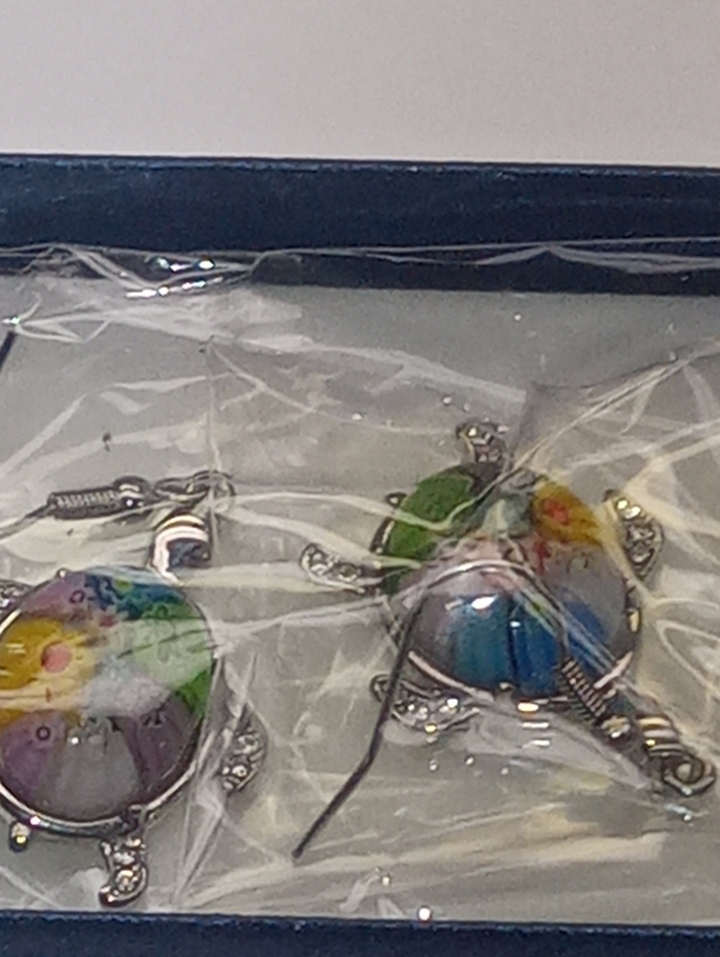 earrings Murano Style, Austrian Crystal, turtle in stainless steel
