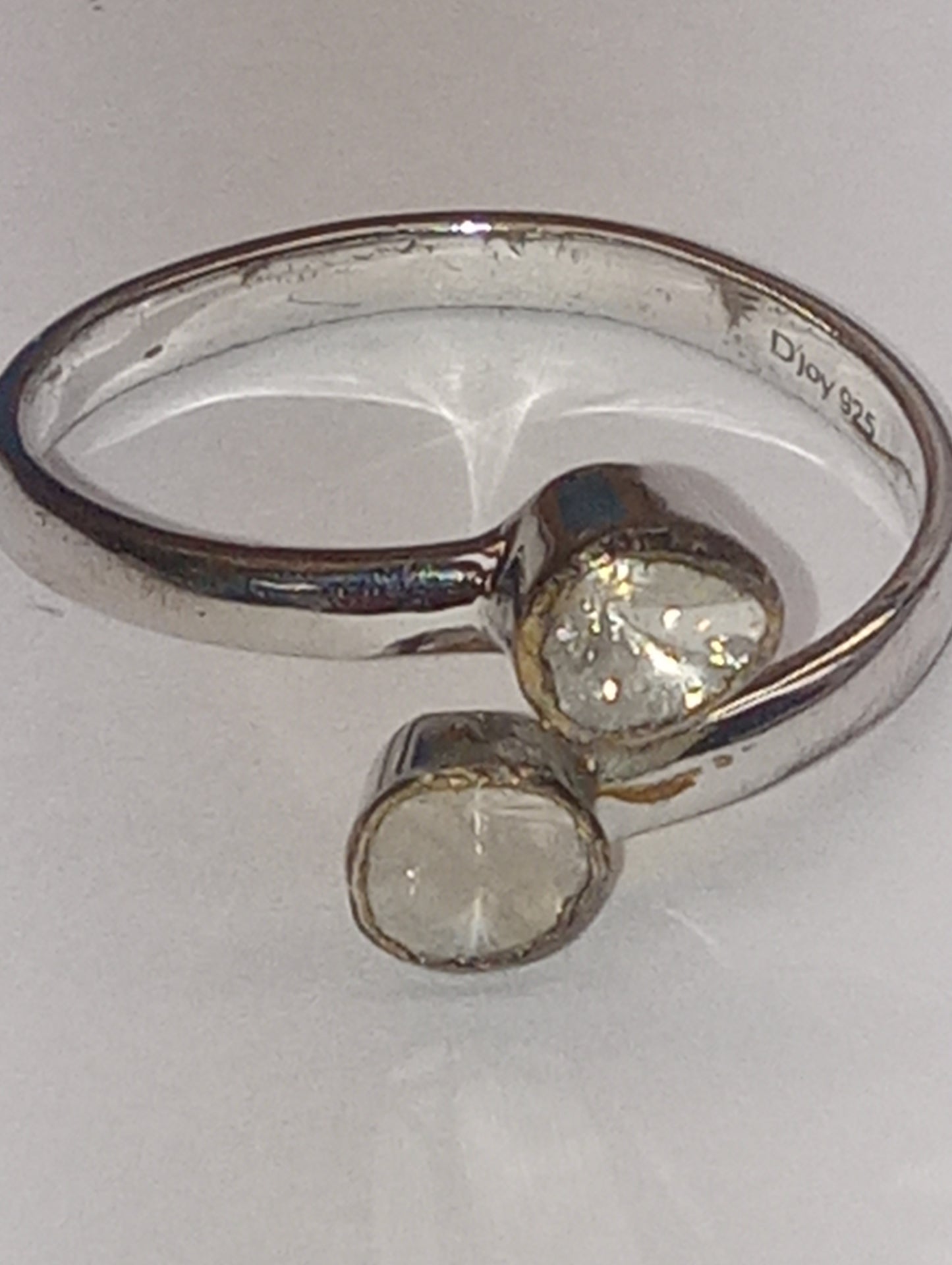 ring Artisan Crafted Polki Diamond, bypass, in platinum over sterling silver, size 8