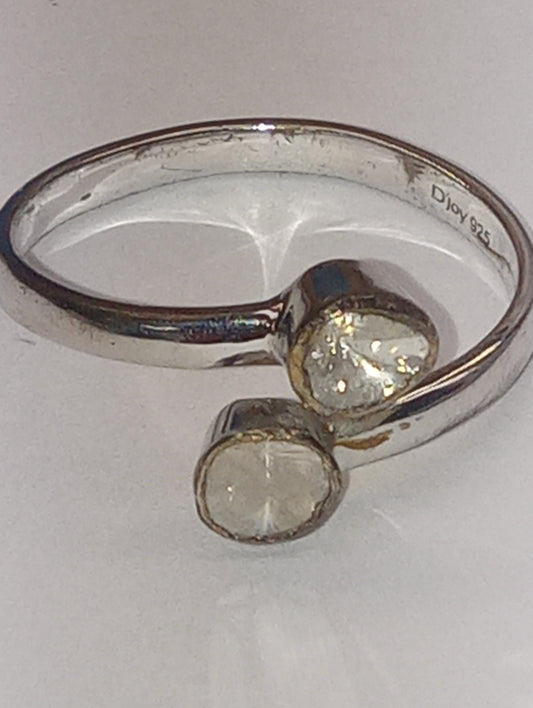 ring Artisan Crafted Polki Diamond, bypass, in platinum over sterling silver, size 8