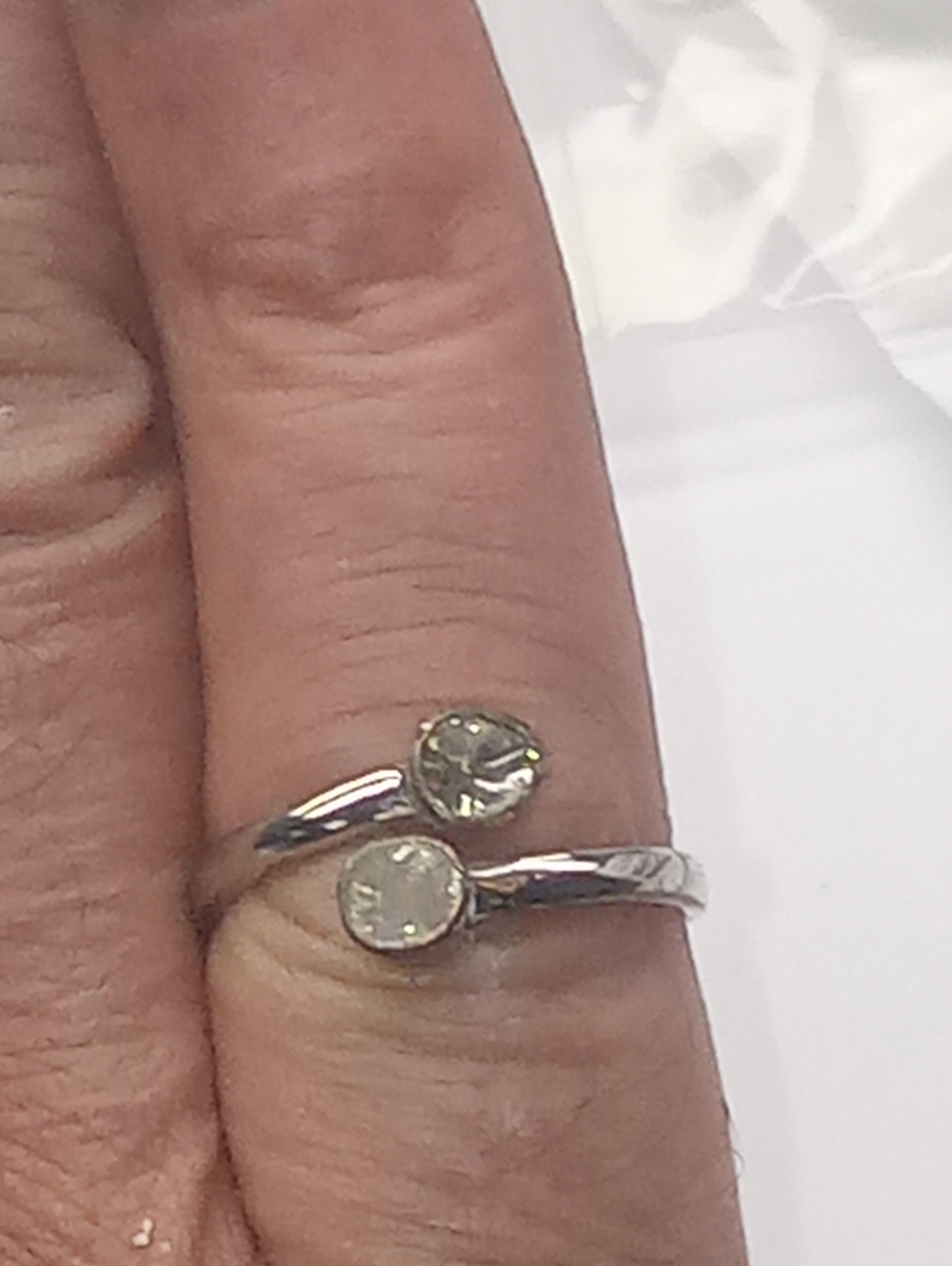 ring Artisan Crafted Polki Diamond, bypass, in platinum over sterling silver, size 8
