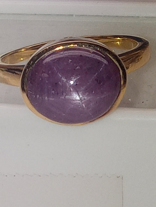 ring ruby Indian star, in vermeil yellow gold over sterling silver, size 9, 9.35ctw