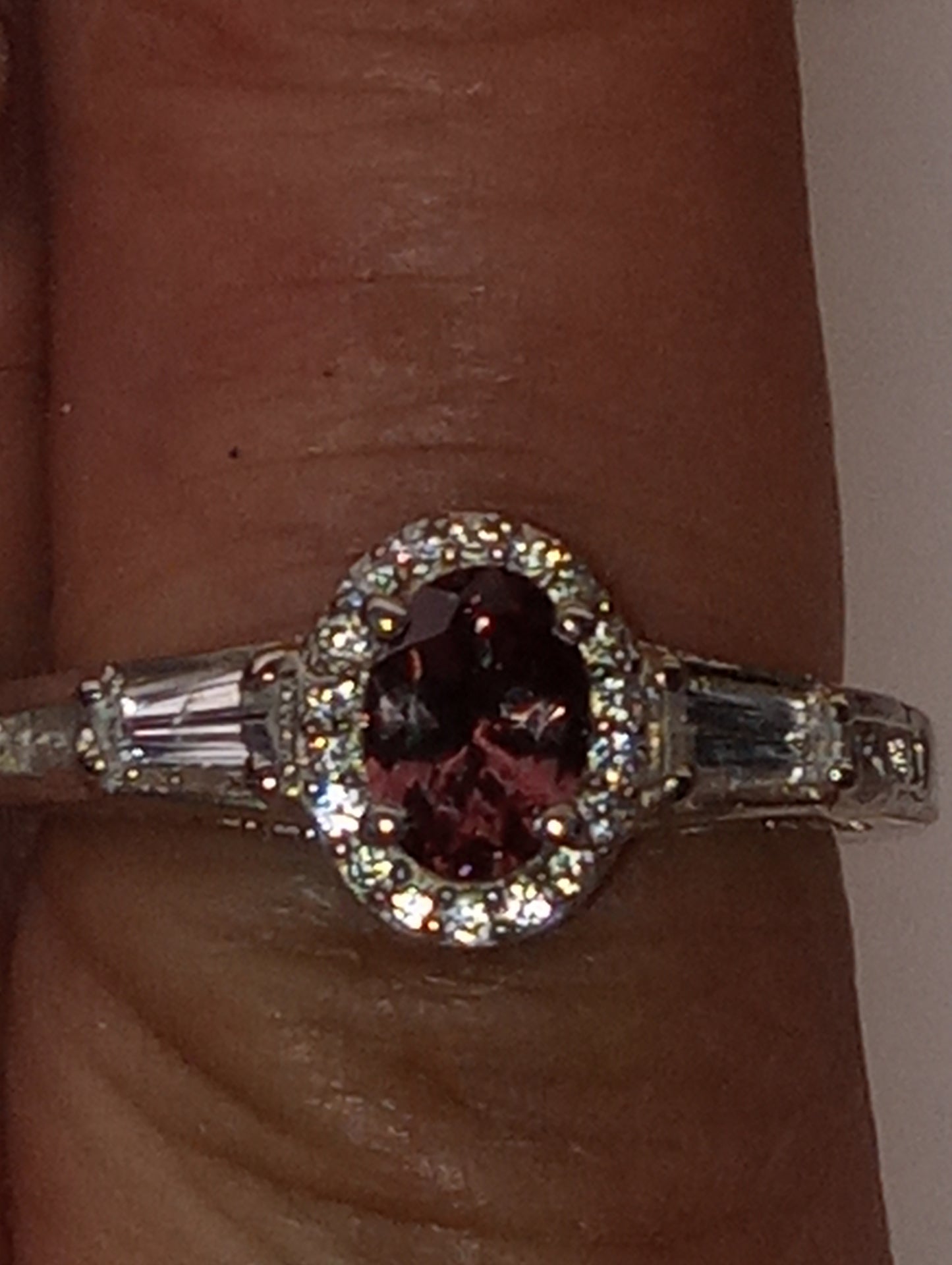 ring Merilani color shift garnet, zircon, in platinum over sterling silver, size 6, 1.65ctw
