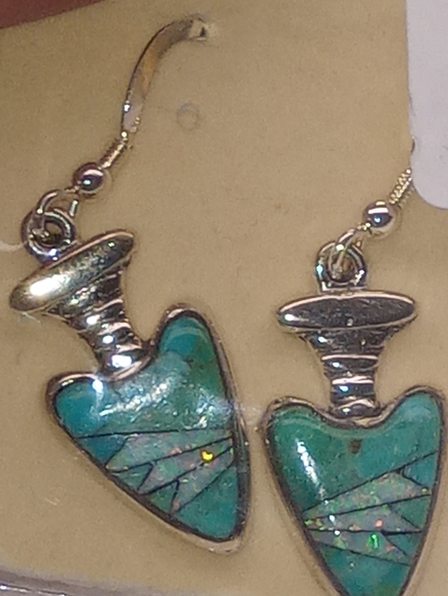 Earrings Santa Fe Style dangles, Turquoise, lab created opal, in sterling silver, 0.4ctw