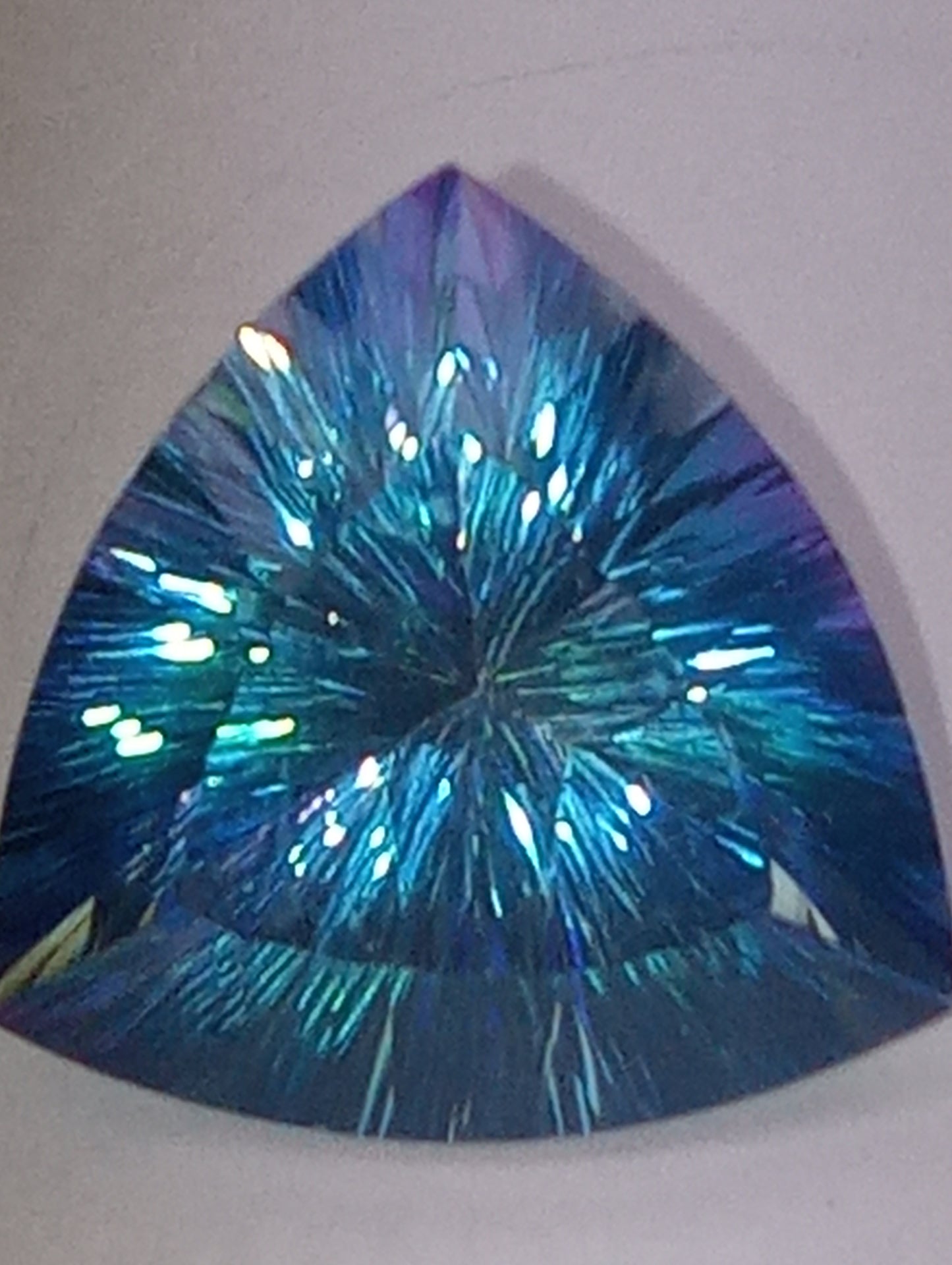 Topaz gemstone Cassiopeia, 16mmx16mm trillion cut, 15.39ct