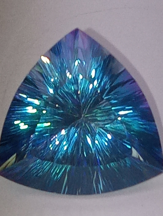 Topaz gemstone Cassiopeia, 16mmx16mm trillion cut, 15.39ct