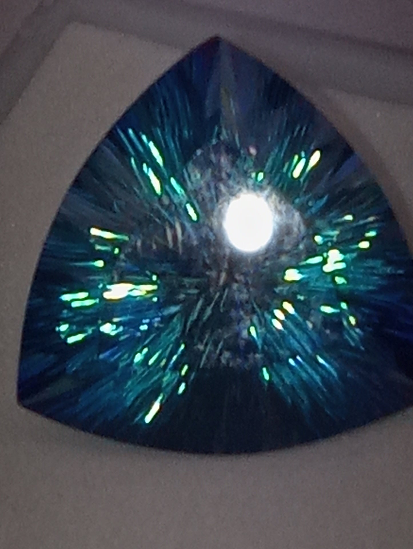 Topaz gemstone Cassiopeia, 16mmx16mm trillion cut, 15.39ct