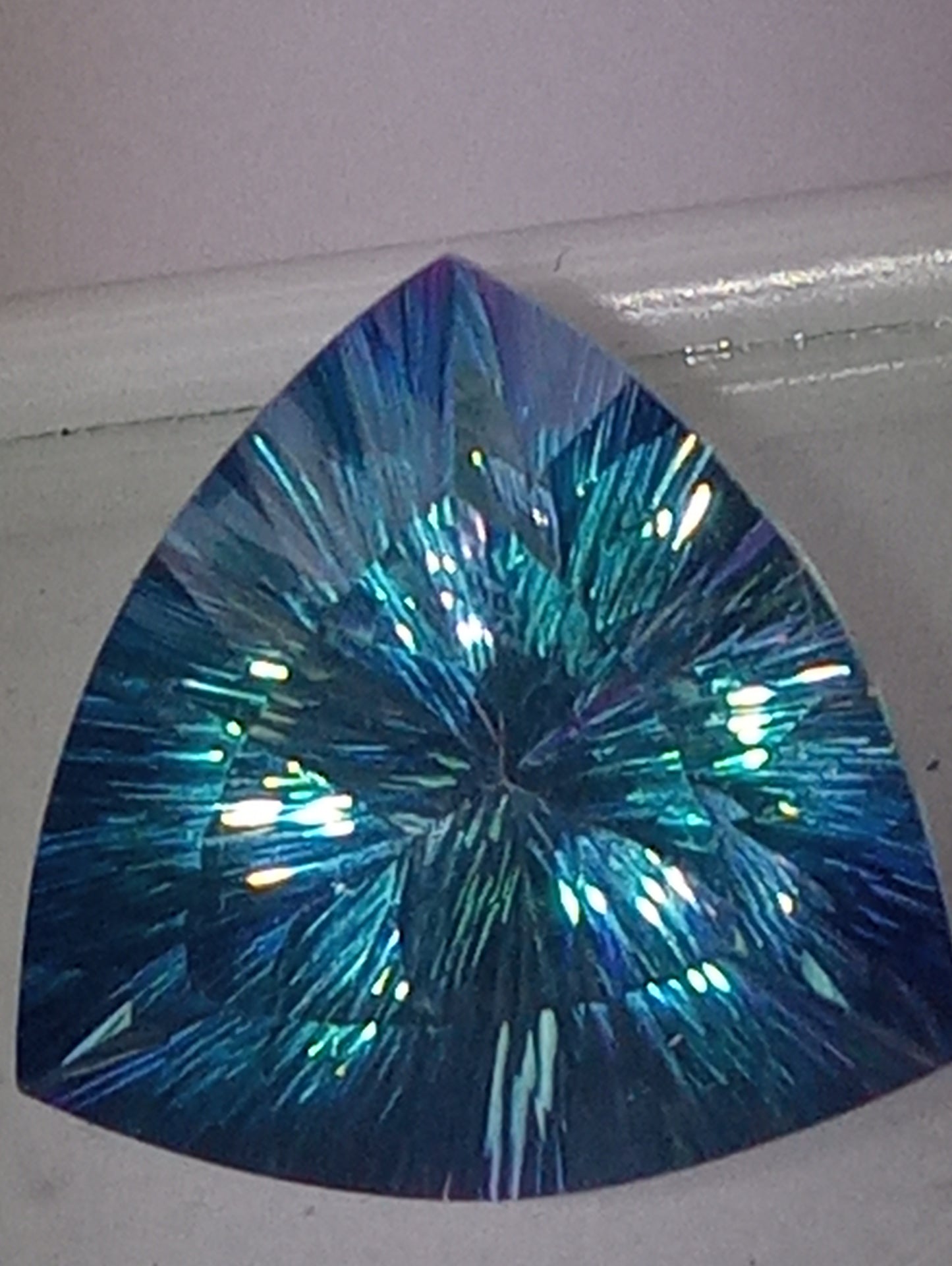 Topaz gemstone Cassiopeia, 16mmx16mm trillion cut, 15.39ct