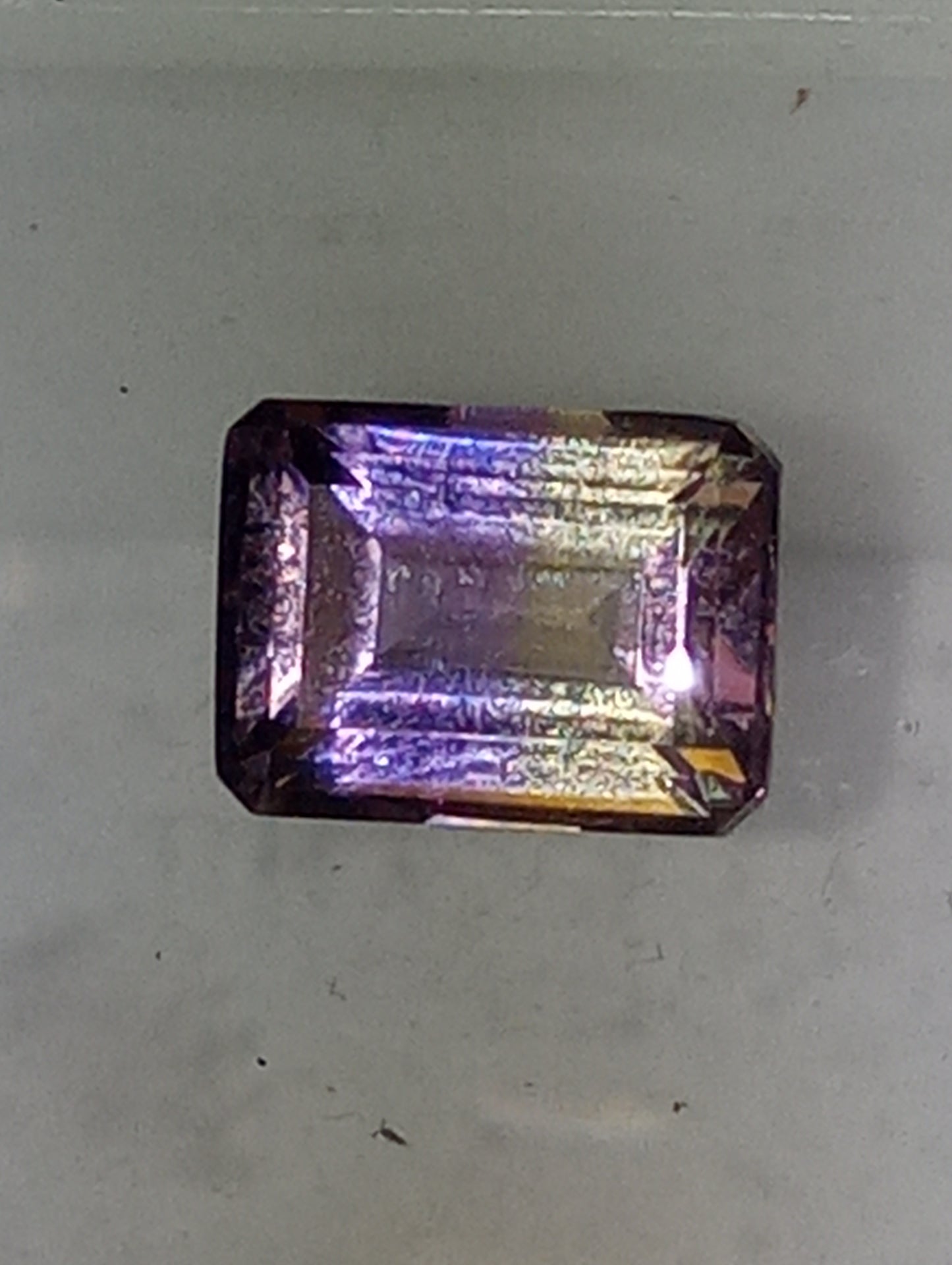ametrine gemstone, 8mmx6mm emerald cut, 1.57ct