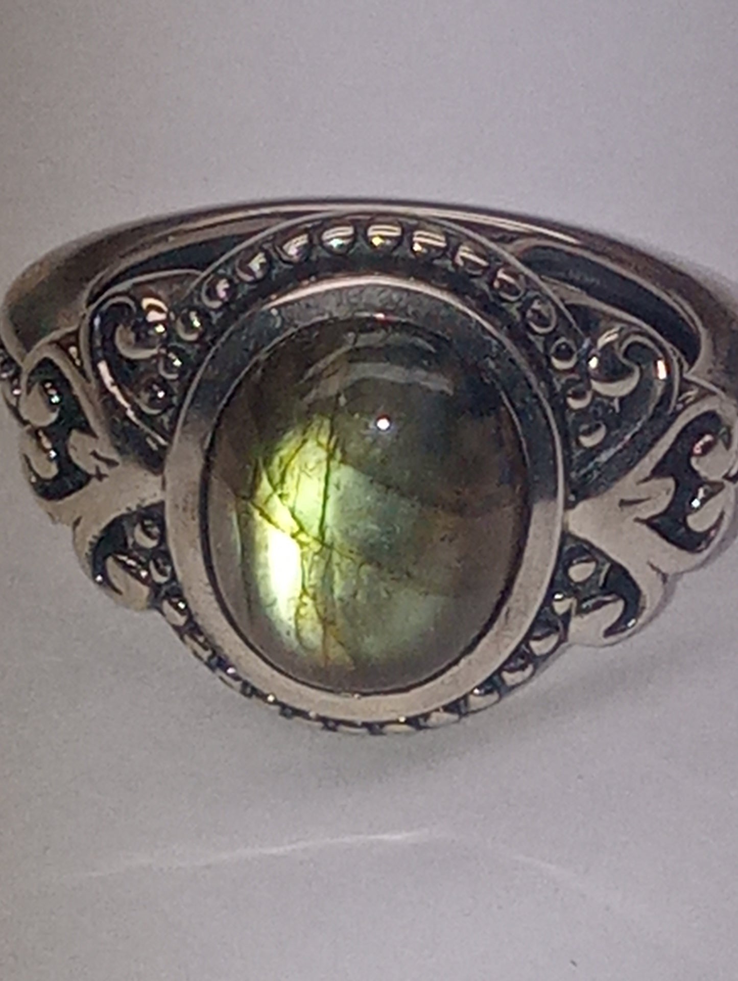 Ring labradorite Malagasy, in sterling silver, size5, 3.25ctw