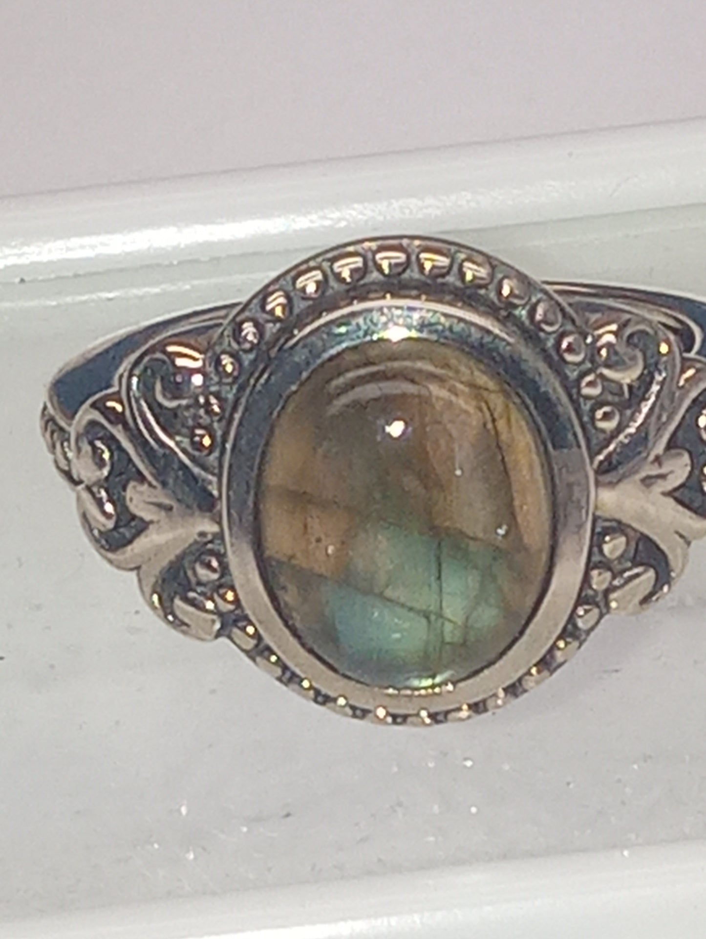 Ring labradorite Malagasy, in sterling silver, size5, 3.25ctw