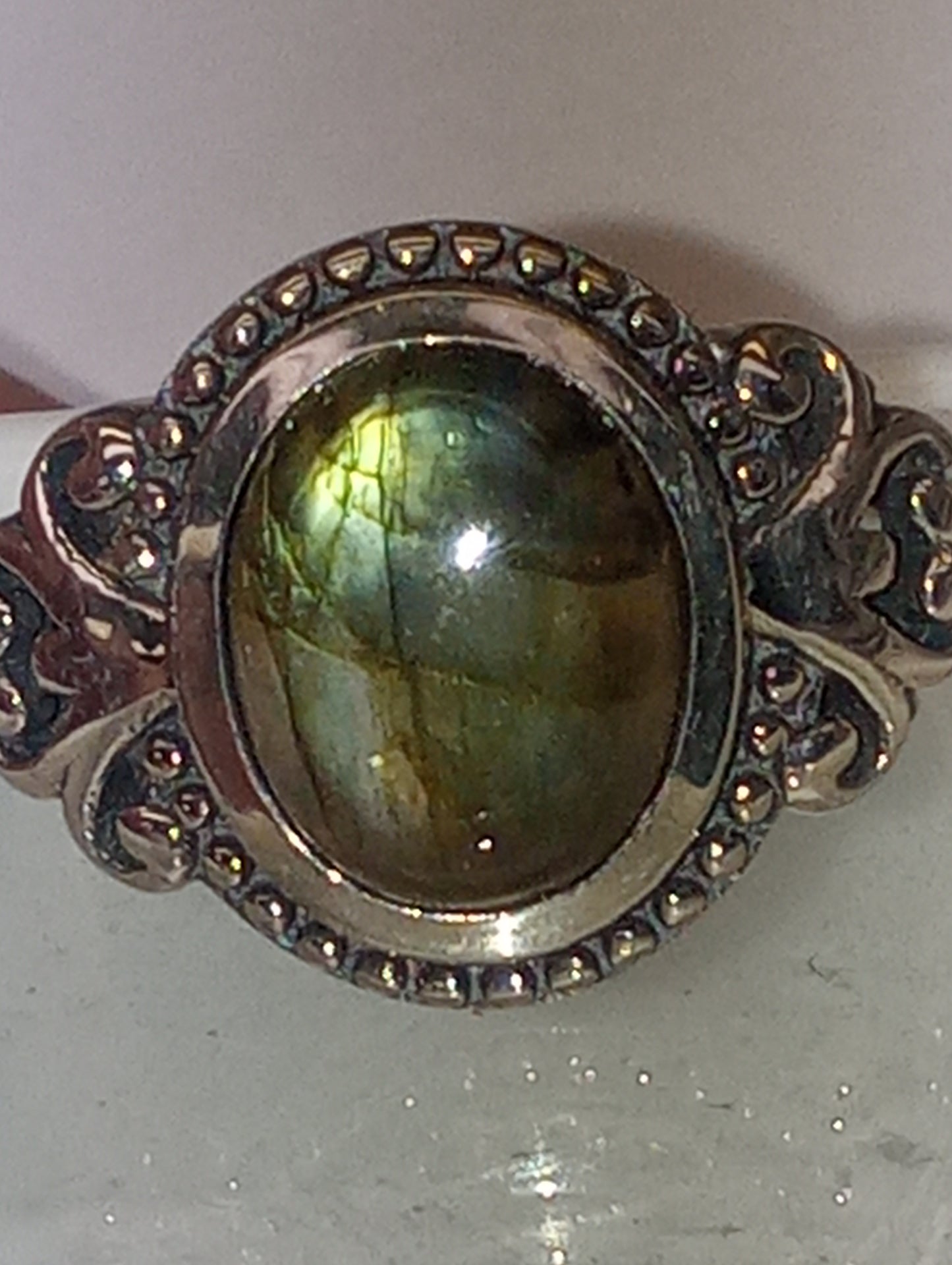 Ring labradorite Malagasy, in sterling silver, size5, 3.25ctw